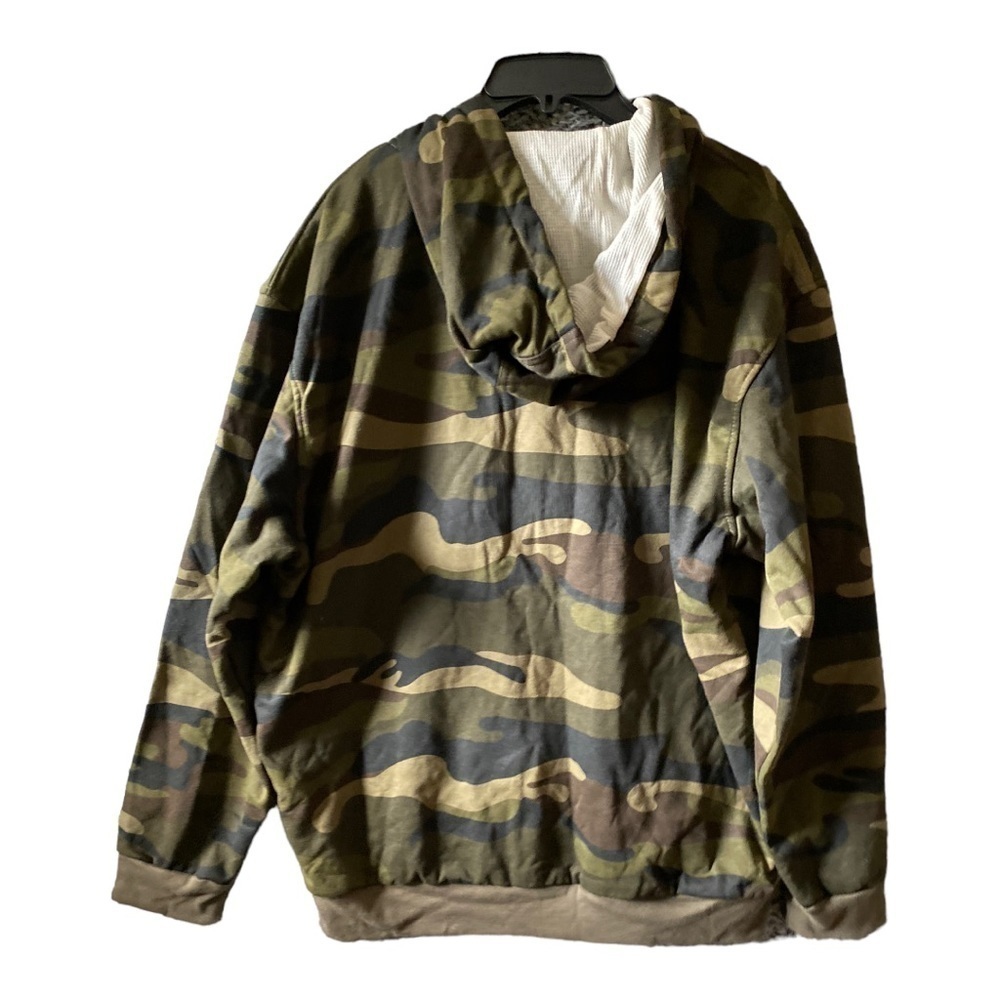 - vintage Open  Trail Camo Fleece Jacket Men size Large full zip up Winter warm